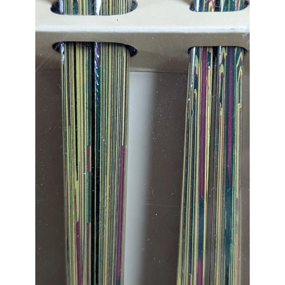 VTG NIB Pier 1 Chopsticks Set - 4 Pairs Marbled Striped Black Burgundy Yellow